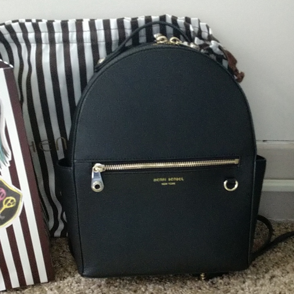 Henri Bendel black leather backpack